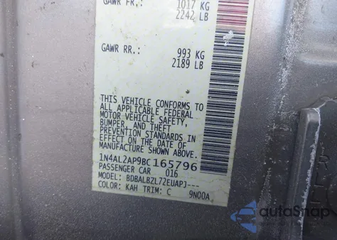 2011 Nissan Altima 2.5 S z USA, uszkodzony, nr VIN 1N4AL2AP9BC165796